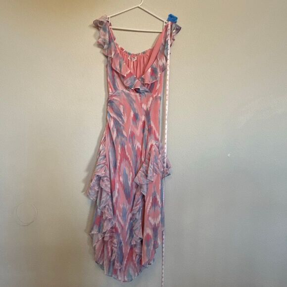NWT Ramy Brook “Anika” ruffle chiffon maxi dress in pink and blue hues. Size 2 - Picture 6 of 14